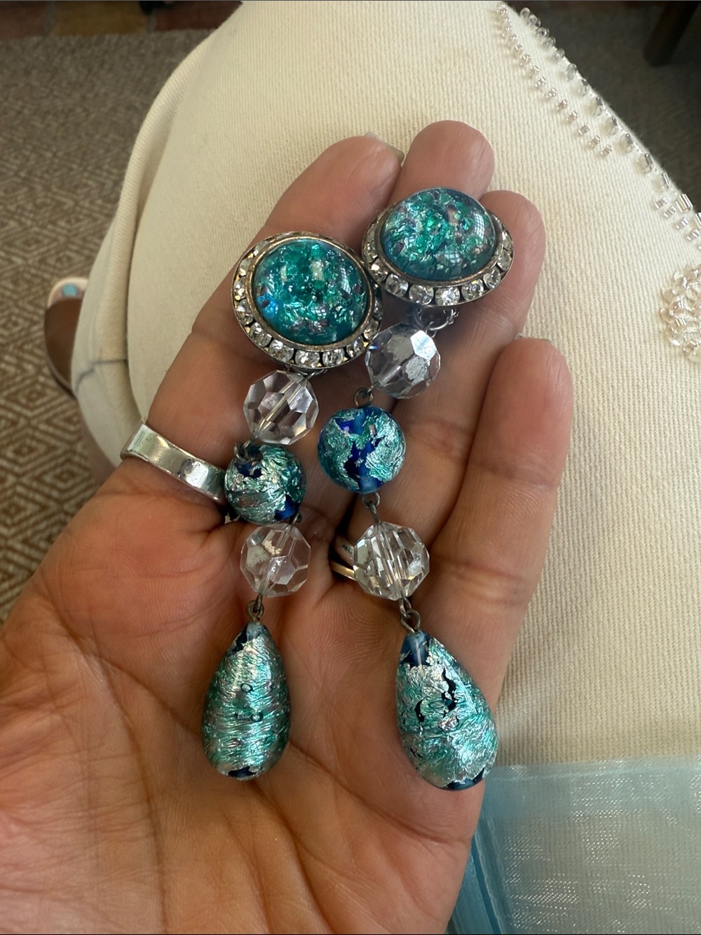 Handmade Turquoise Green Drop Dangle Earrings